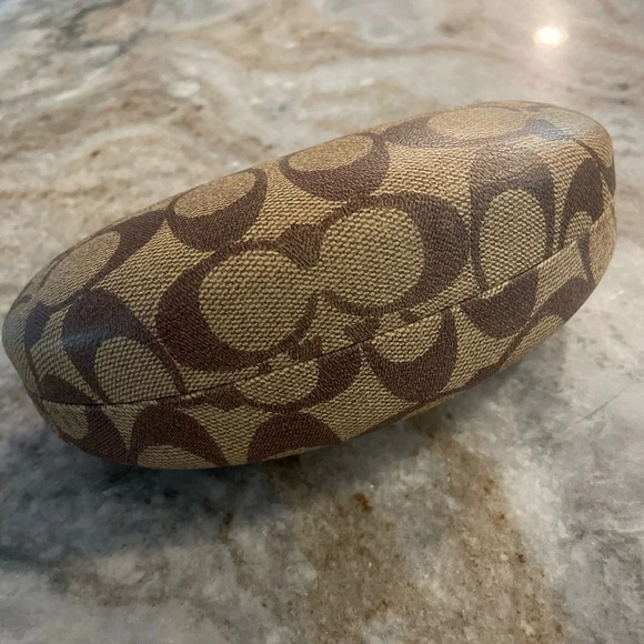 COACH Big Logo Leather Sunglasses Case Tan/Brown